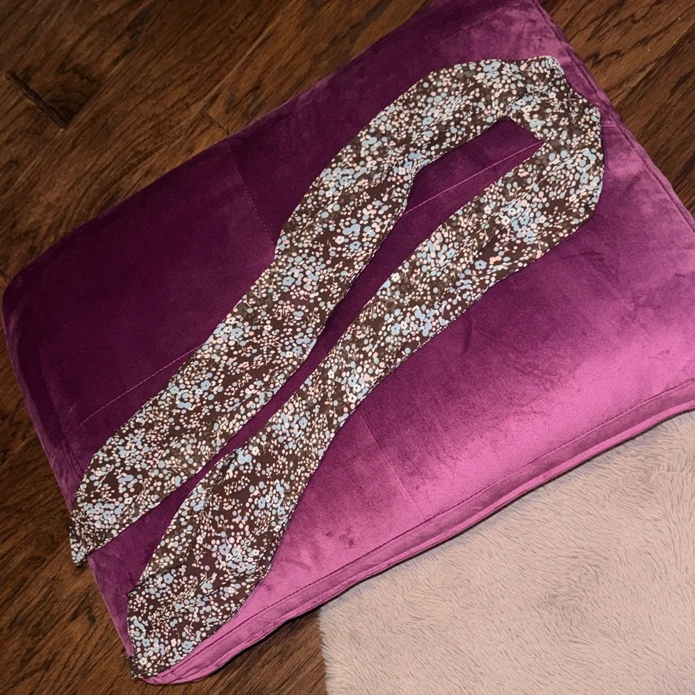 Floral Brown Baby Blue & Light Pink Scarf Dainty Accessory